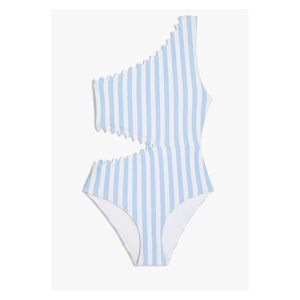 New! ONIA Betty Scuba Macro Stripe Cut Out One-Piece Swimsuit